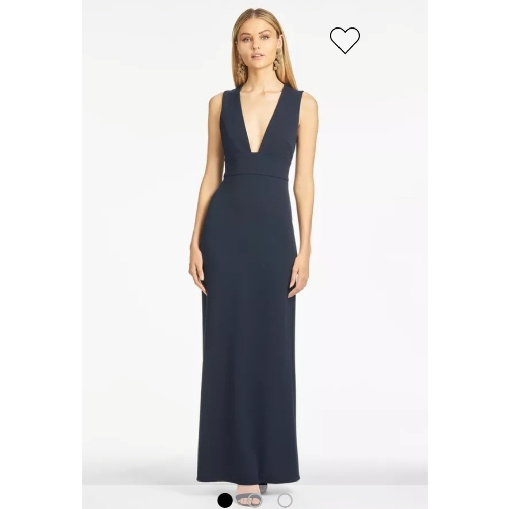 New Sachin & Babi Navy Blue Sleevless Deep V Neck Formal Maxi Gown Dress 10 - Picture 1 of 8